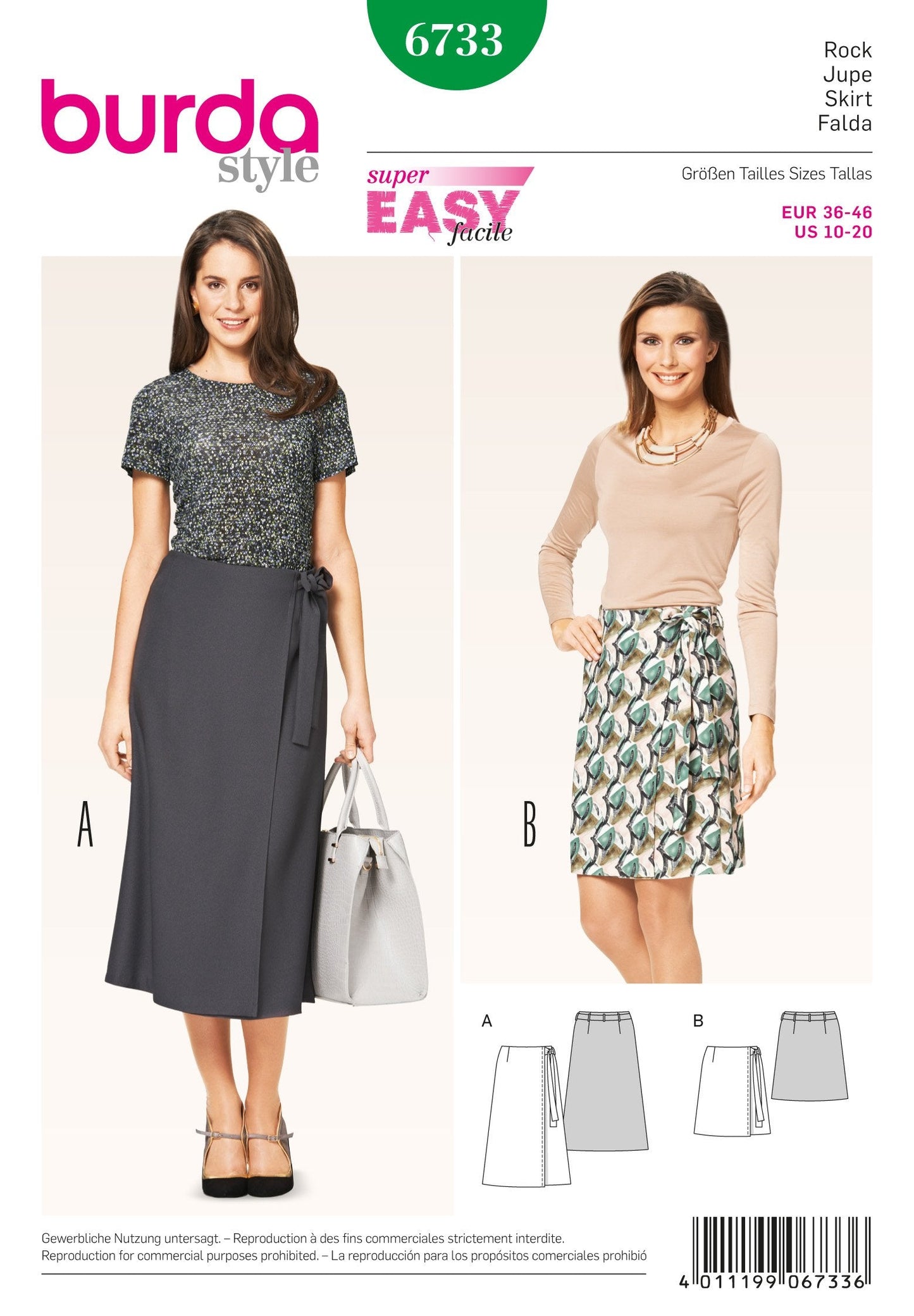 Burda Pattern 6733 Misses Wrap Skirt