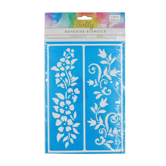Sullivans Adhesive Stencils, Floral- 15x21cm