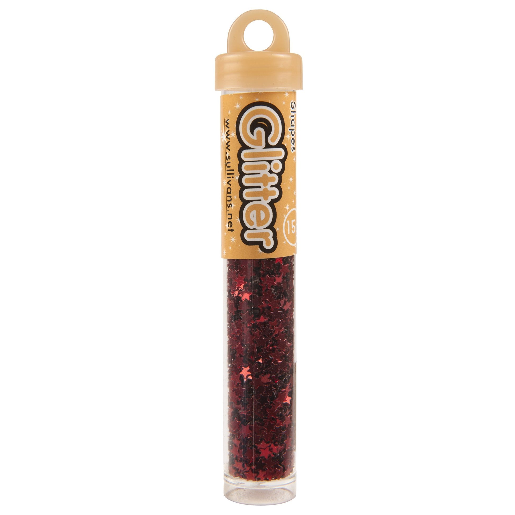Sullivans Star Shape Glitter, Red- 15g