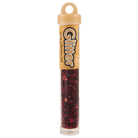 Sullivans Star Shape Glitter, Red- 15g