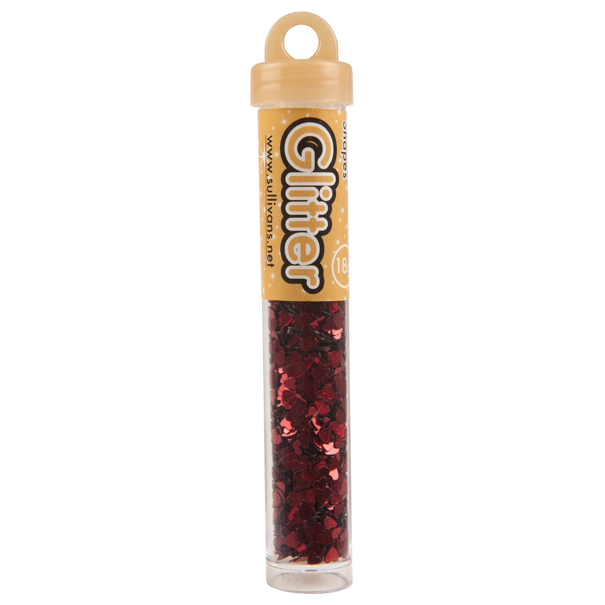 Sullivans Heart Shape Glitter, Red- 15g