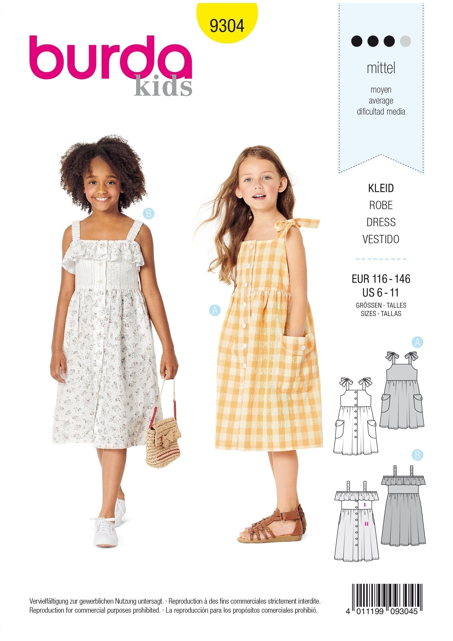 Burda Pattern 9304 Children's Tops (6-11)