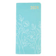 2024 Diary PU Floral with Col Edge, Light Green- Slimline WTV