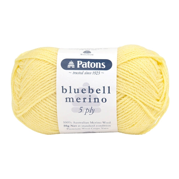 Patons Bluebell Merino 5ply Yarn, Canola- 50g Merino Wool Yarn