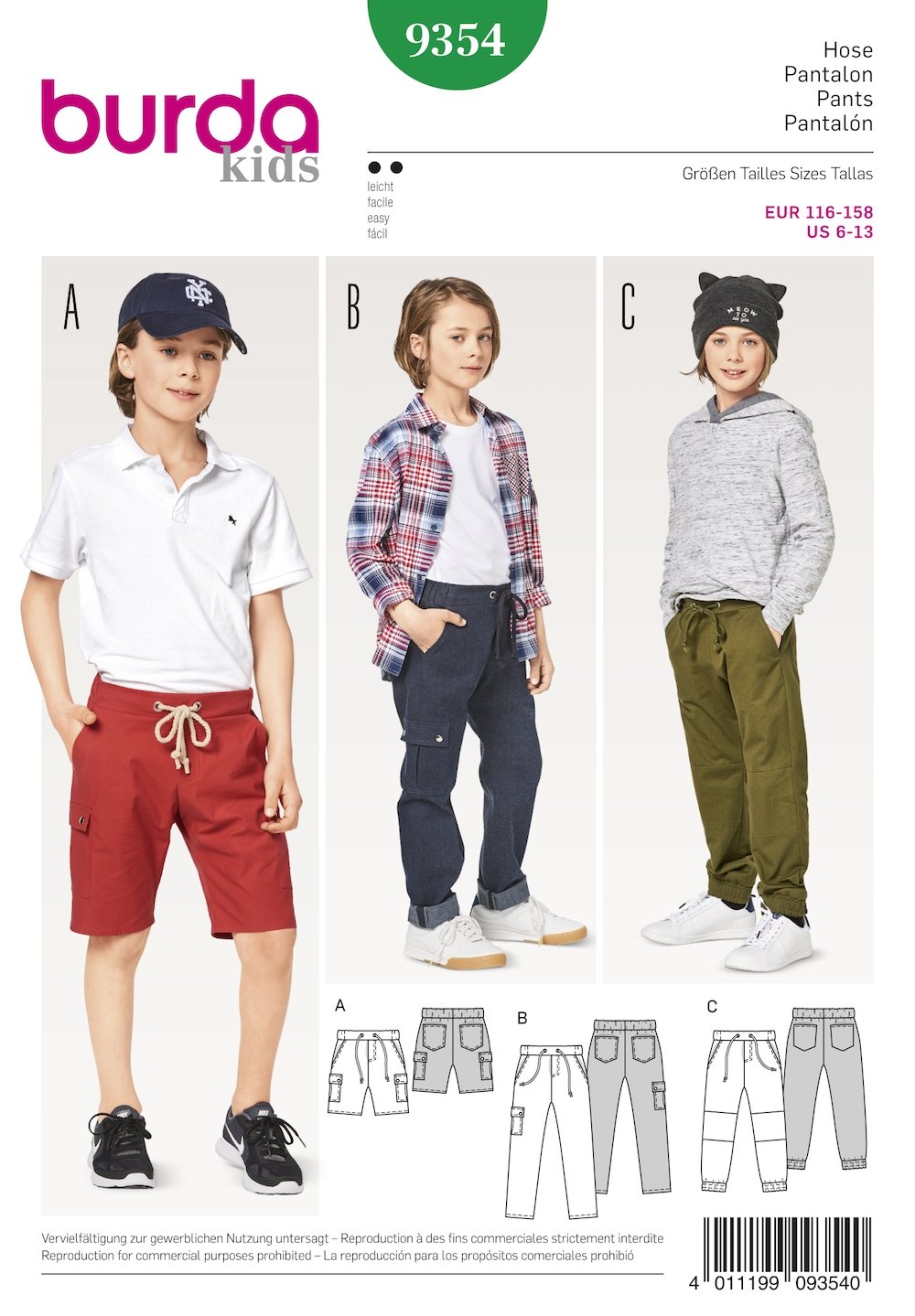 Burda Pattern 9354 Girl/Girl Plus Pants and Shorts (6-13)