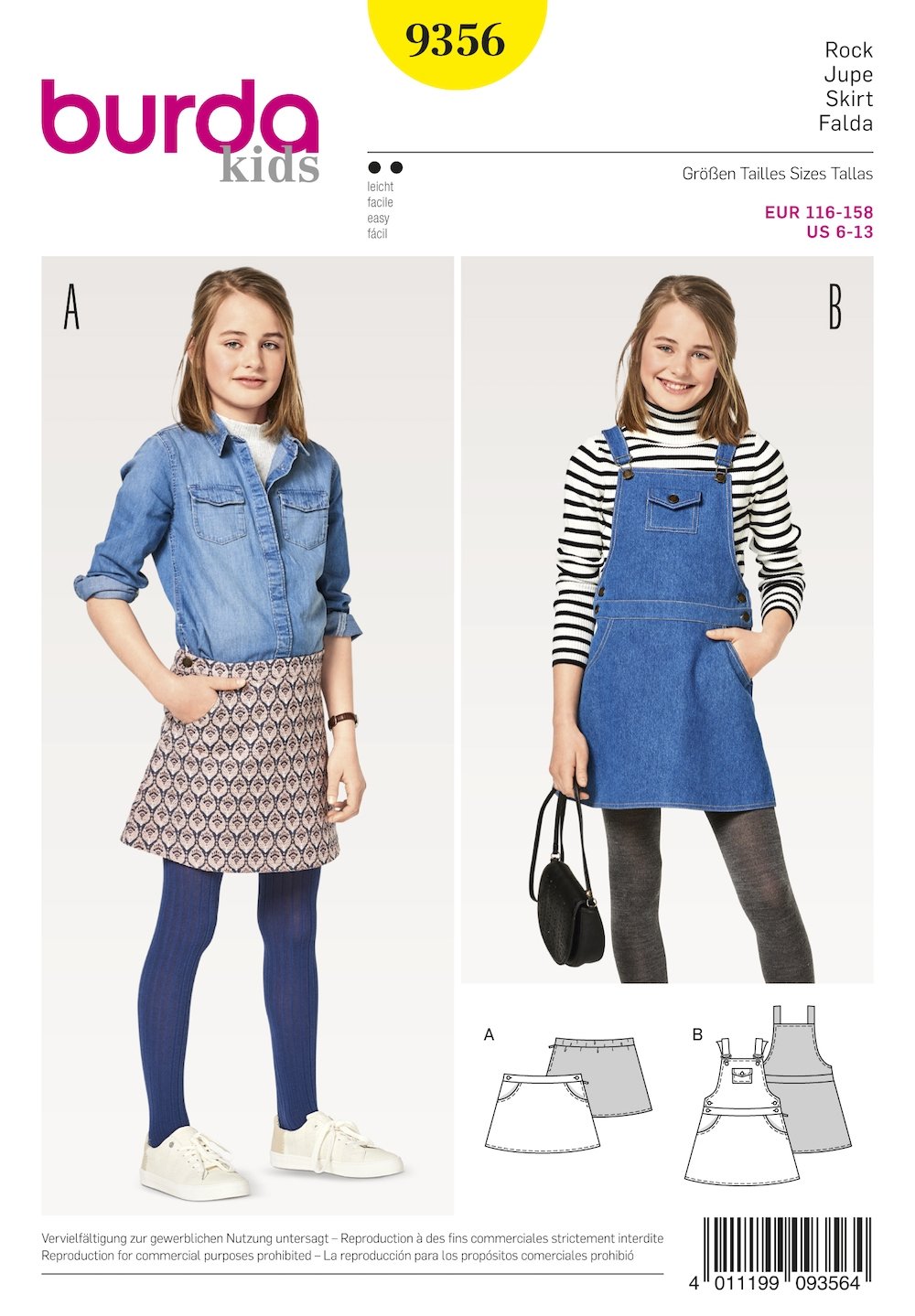 Burda Pattern 9356 Girl/Girl Plus Skirt (6-13)