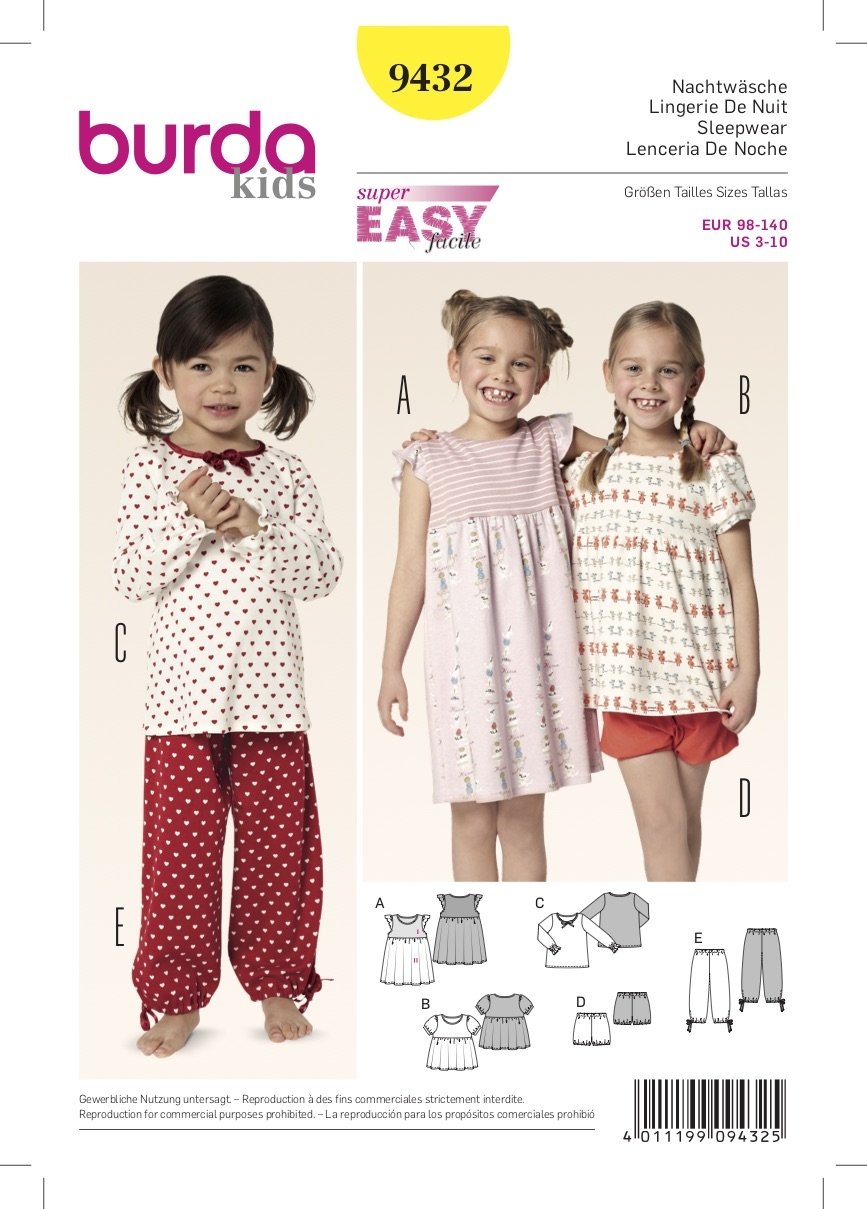 Burda Pattern 9432 Loungewear (3-10)