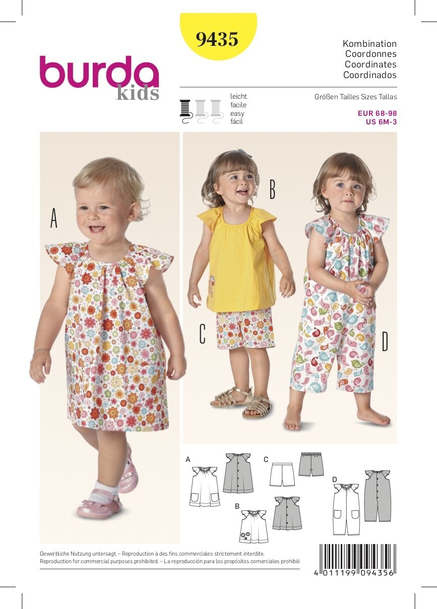 Burda Pattern 9435 Toddler Separates (6M-3Yr)