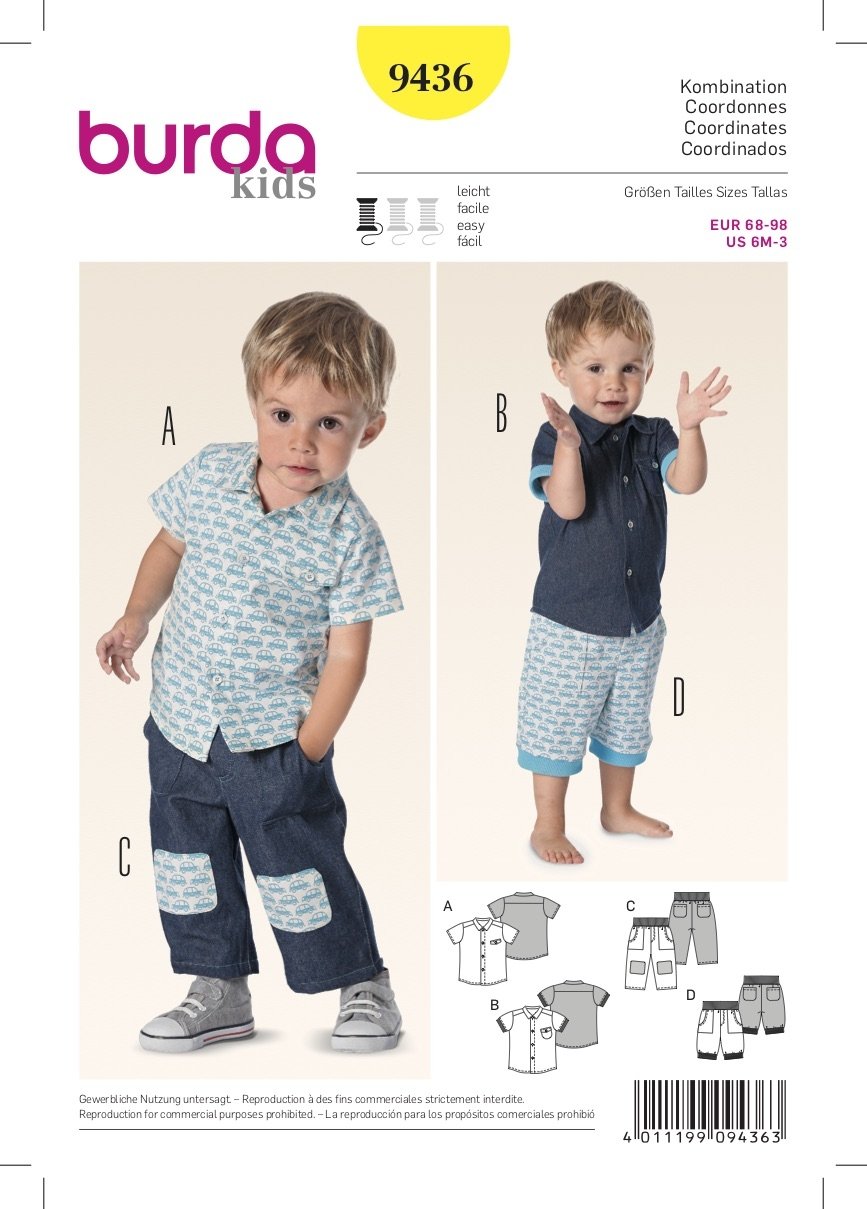 Burda Pattern 9436 Baby (6M-3Yr)