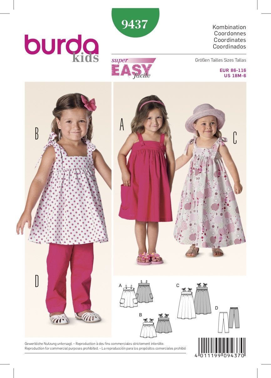 Burda Pattern 9437 Toddles (18M-6Yr)