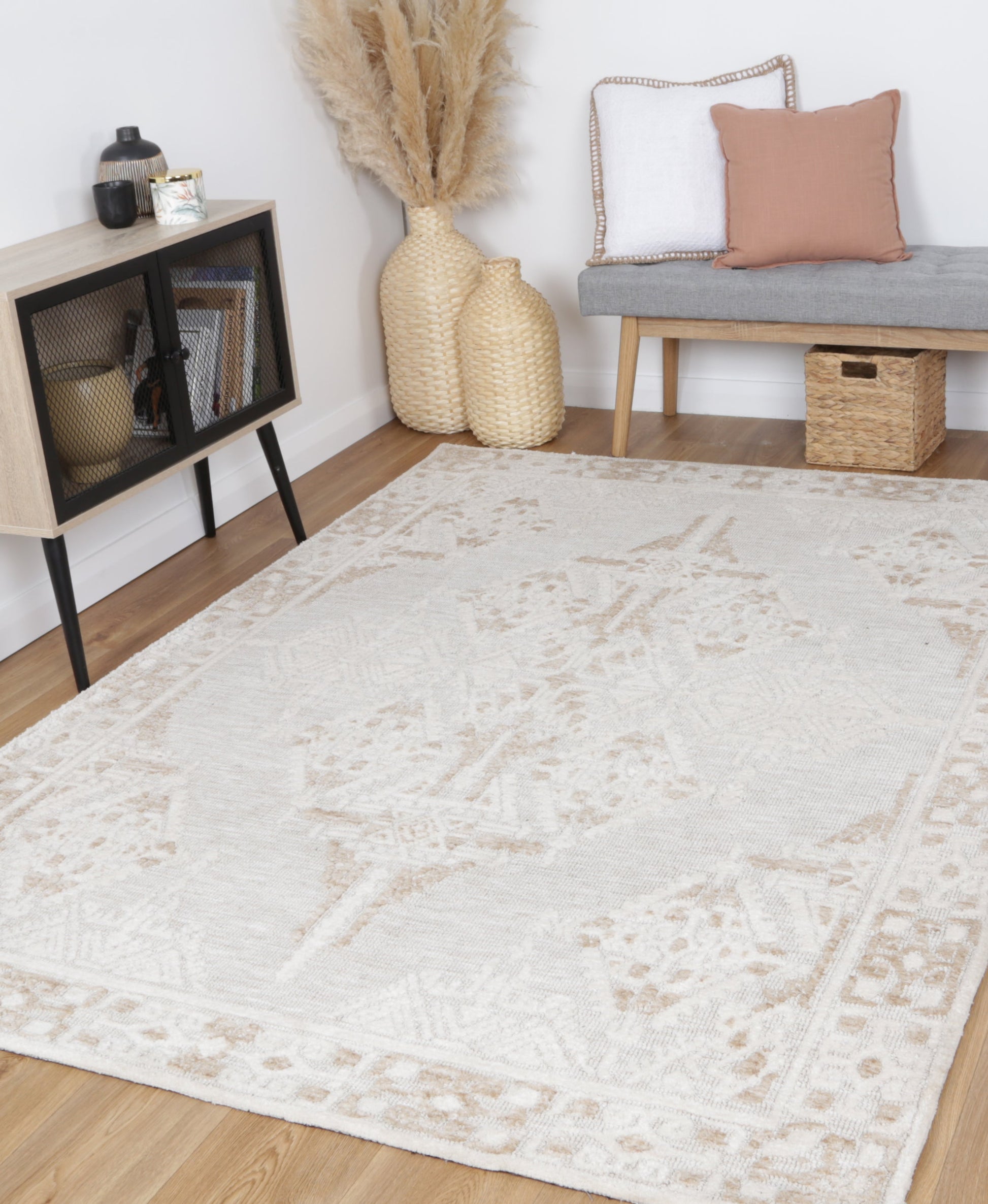 Ambarsar Beas Cream Cotton Blend Rug