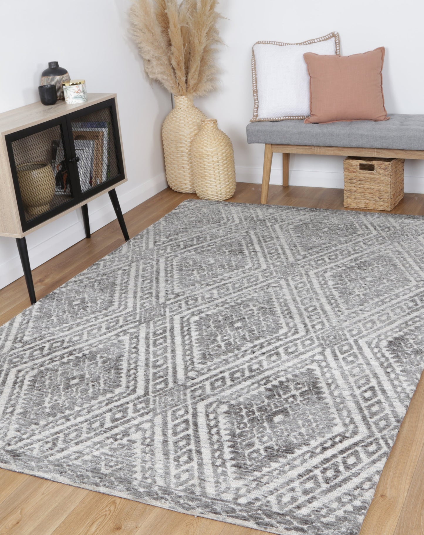 Amritsar Majitha Charcoal & Beige Cotton Blend Rug