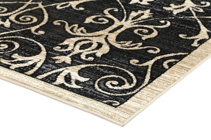 Ario Lattice Traditional Black and Cream Rug