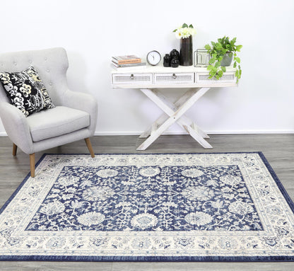 Ario Florettes Traditional Navy Rug