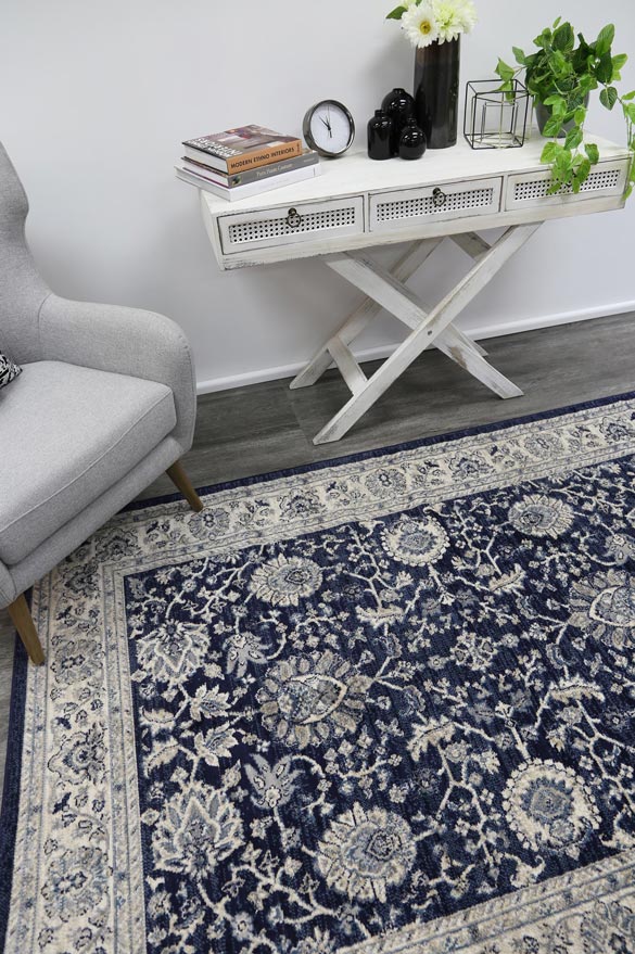 Ario Florettes Traditional Navy Rug