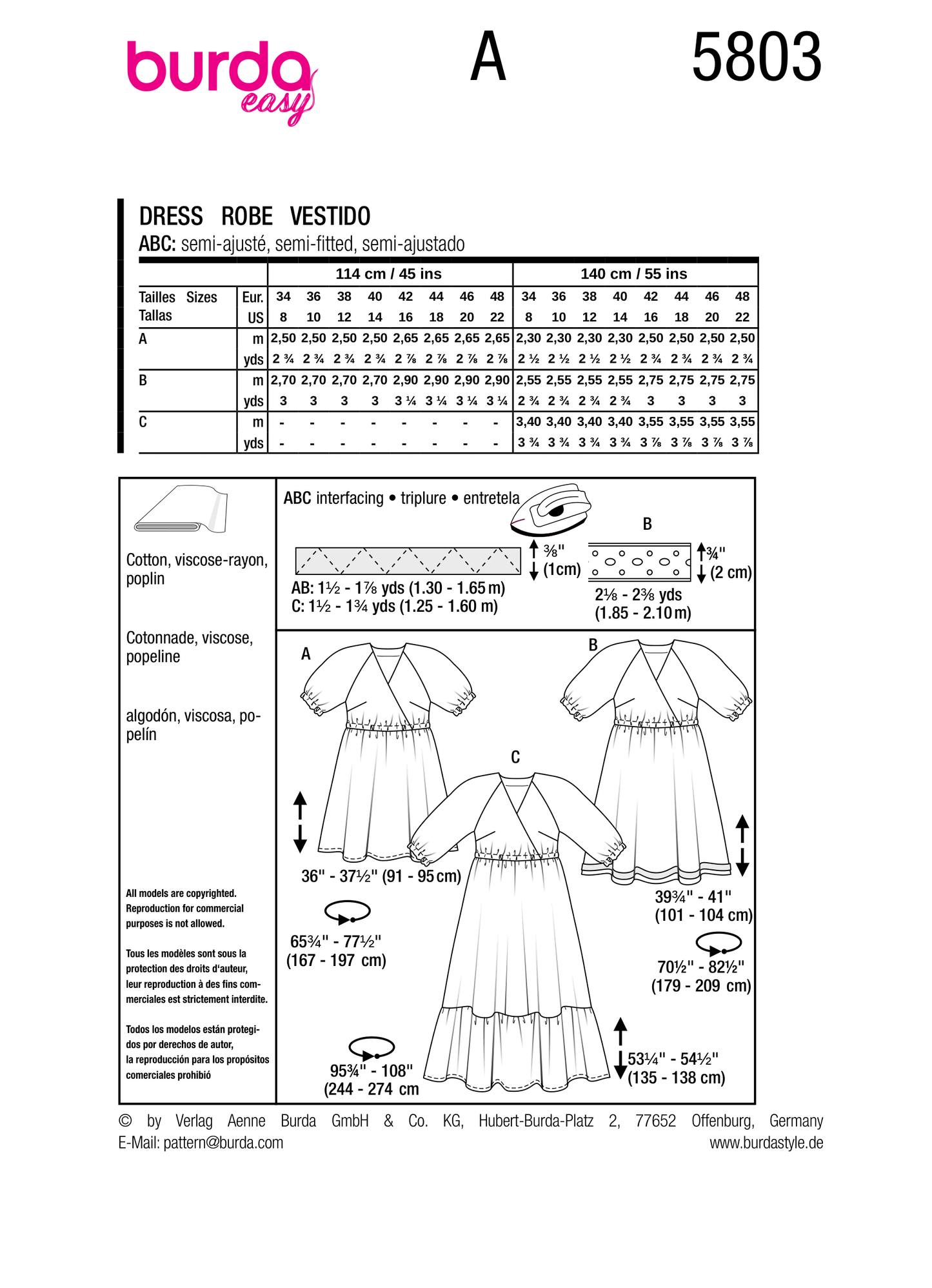 Burda Pattern B5803 Misses' Dress