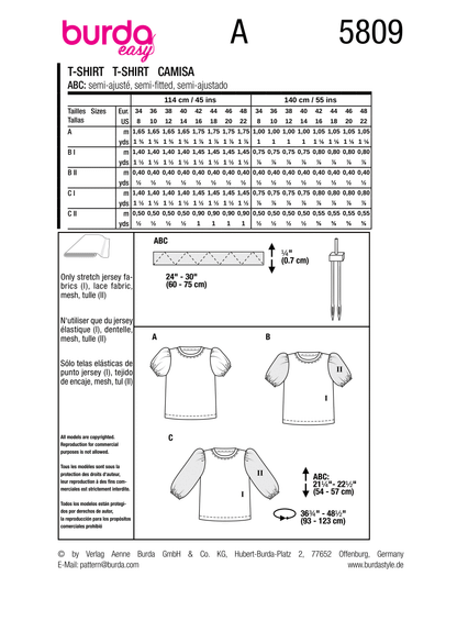 Burda Pattern B5809 Misses' Top Vest