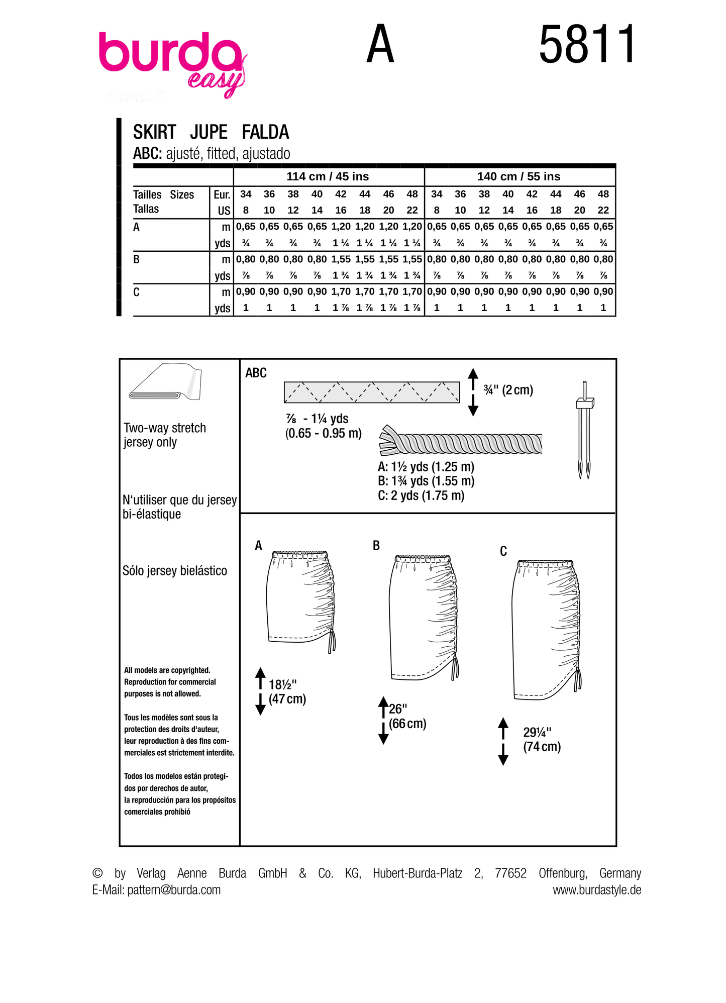 Burda Pattern B5811 Misses' Skirt Pants