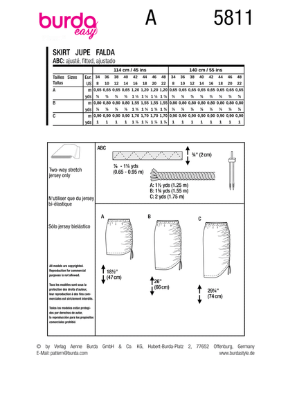 Burda Pattern B5811 Misses' Skirt Pants