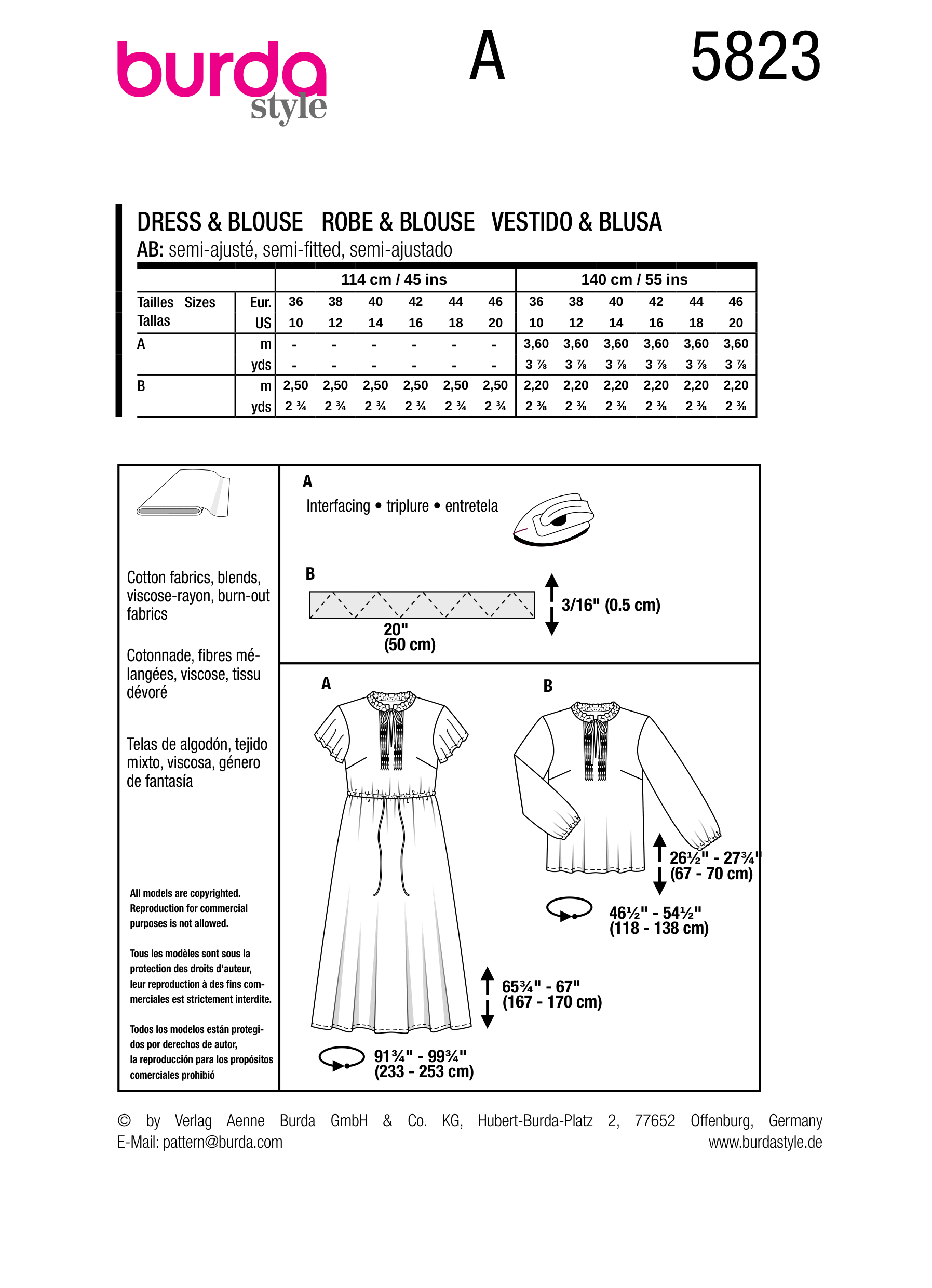 Burda Pattern B5823 Misses' Dress