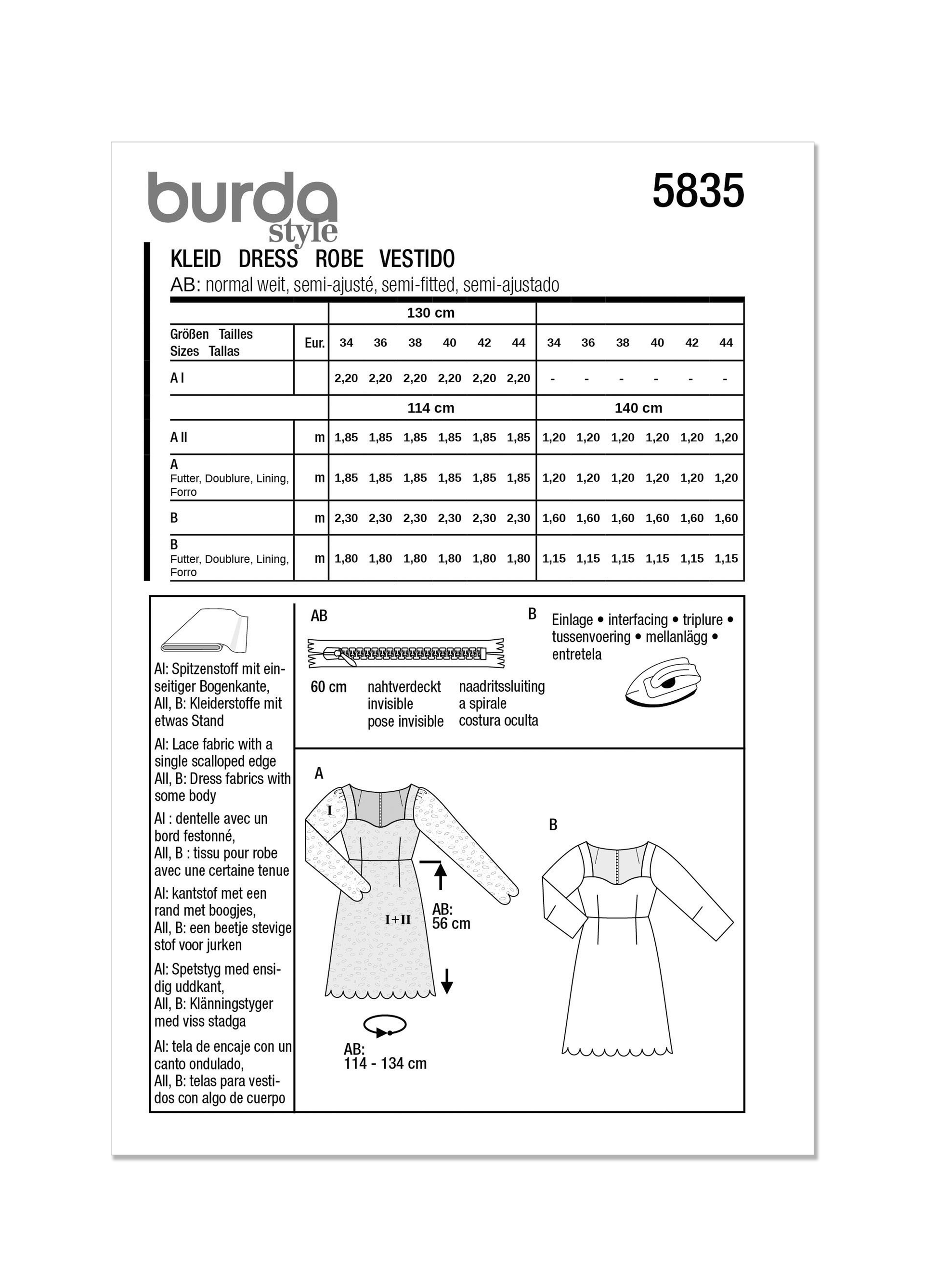 Burda Pattern 5835 Misses' Dress