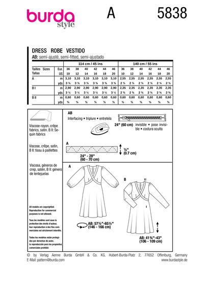 Burda Pattern B5838 Misses' Dress