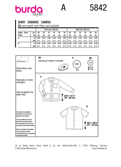 Burda Pattern B5842 Men/Boy's Top Vest