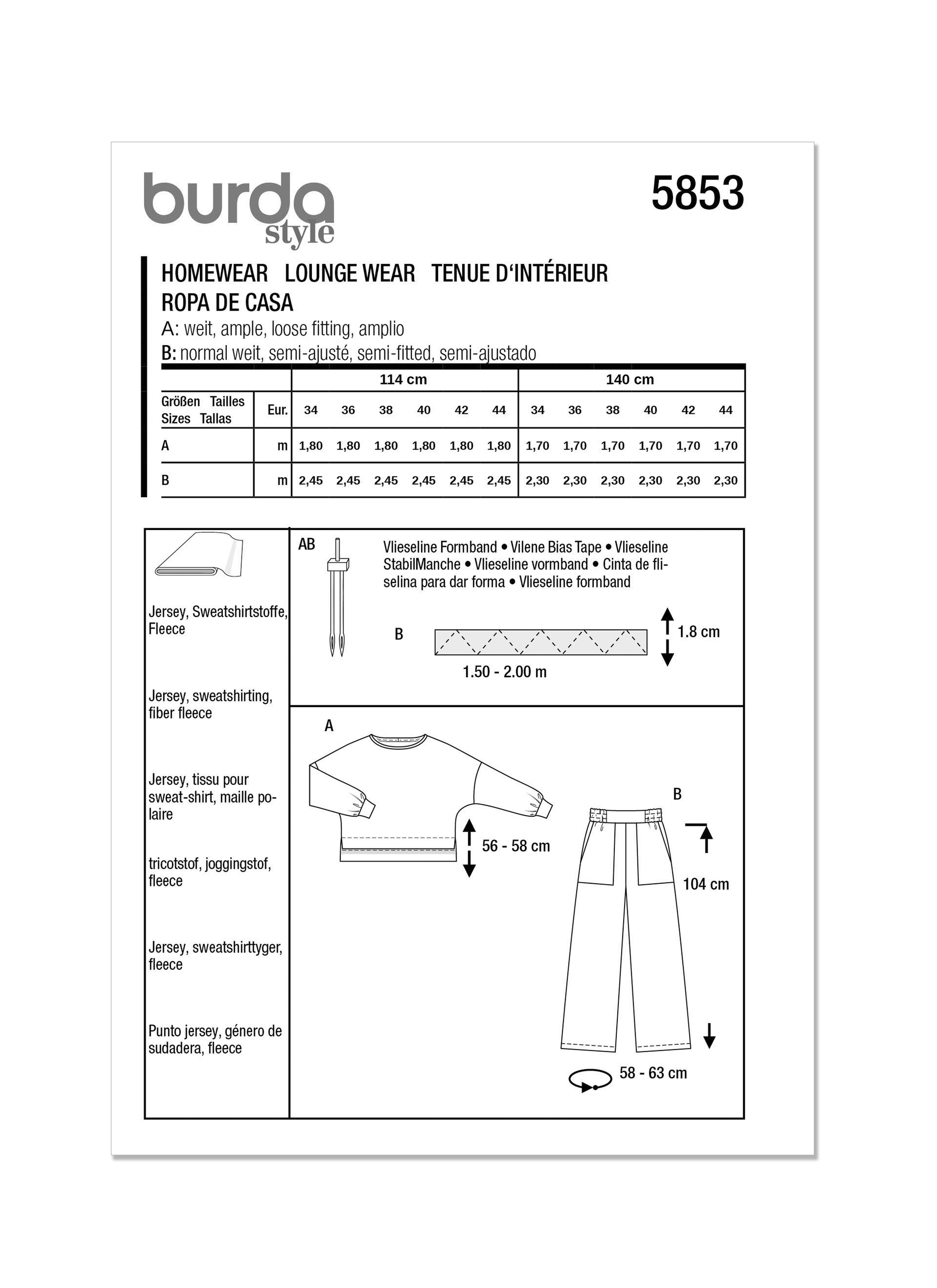 Burda Pattern 5853 Misses Sleepwear