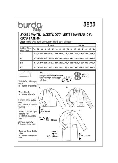 Burda Pattern 5855 Misses Jacket