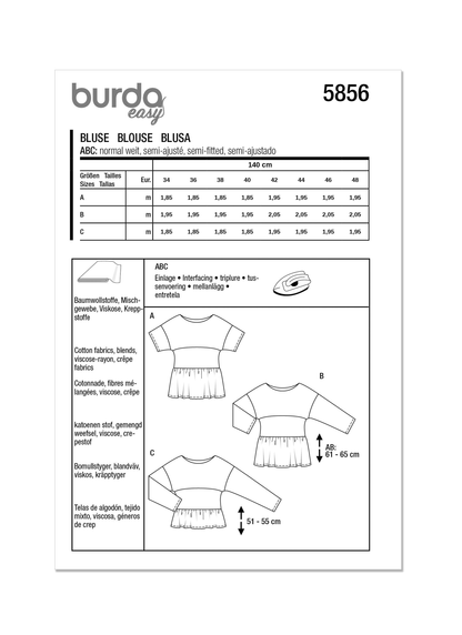 Burda Pattern 5856 Misses Top Vest