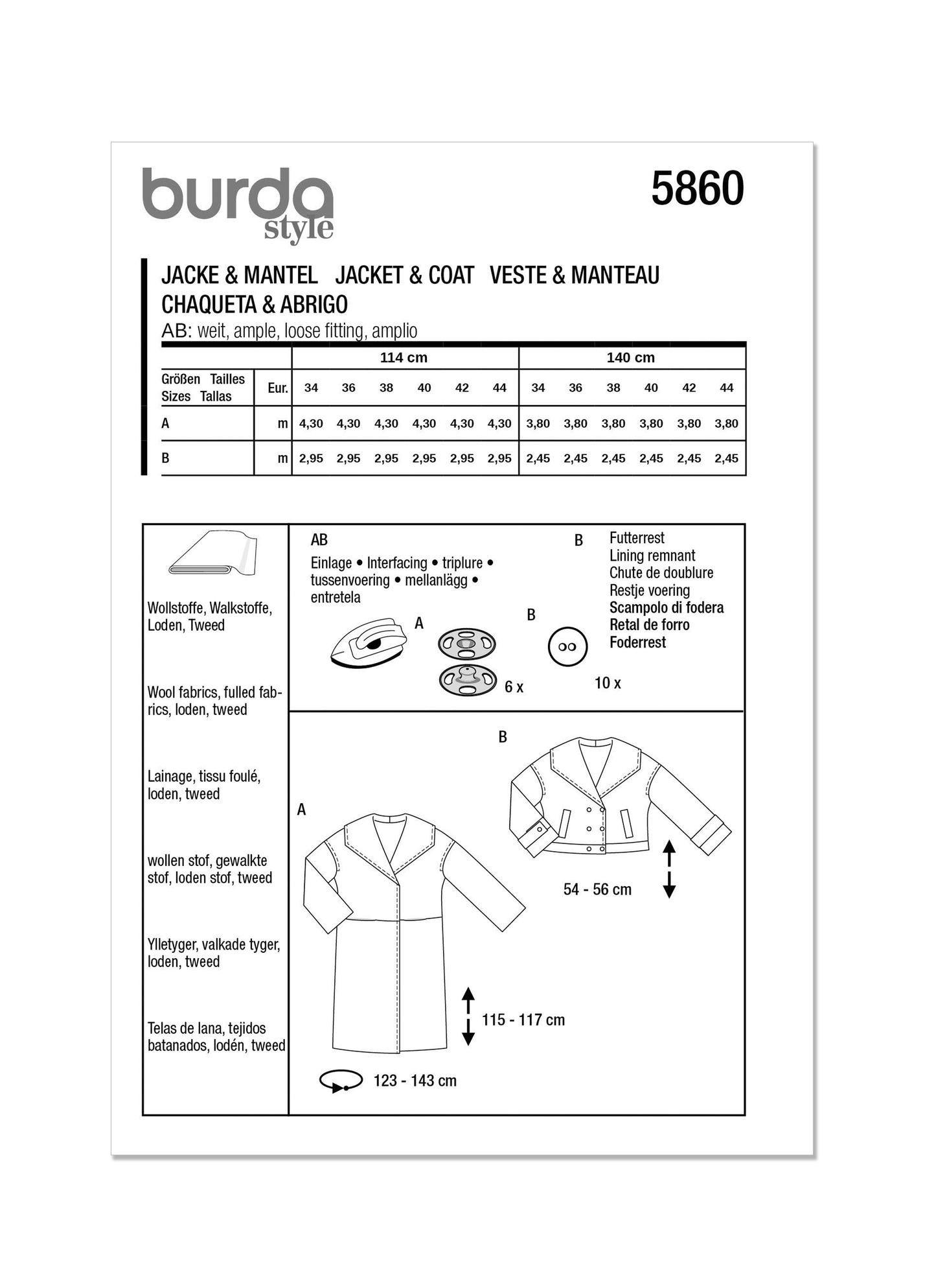 Burda Pattern 5860 Misses' Jacket