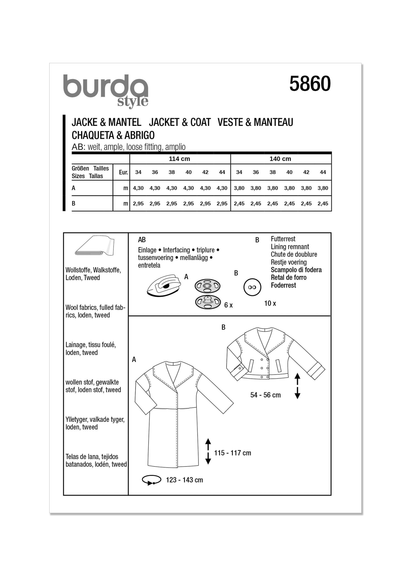 Burda Pattern 5860 Misses' Jacket