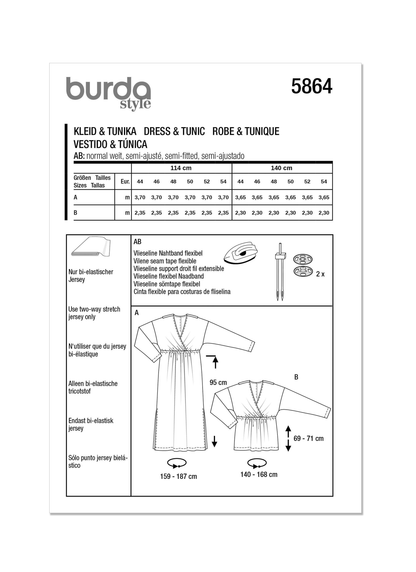 Burda Pattern 5864 Plus Size Dress