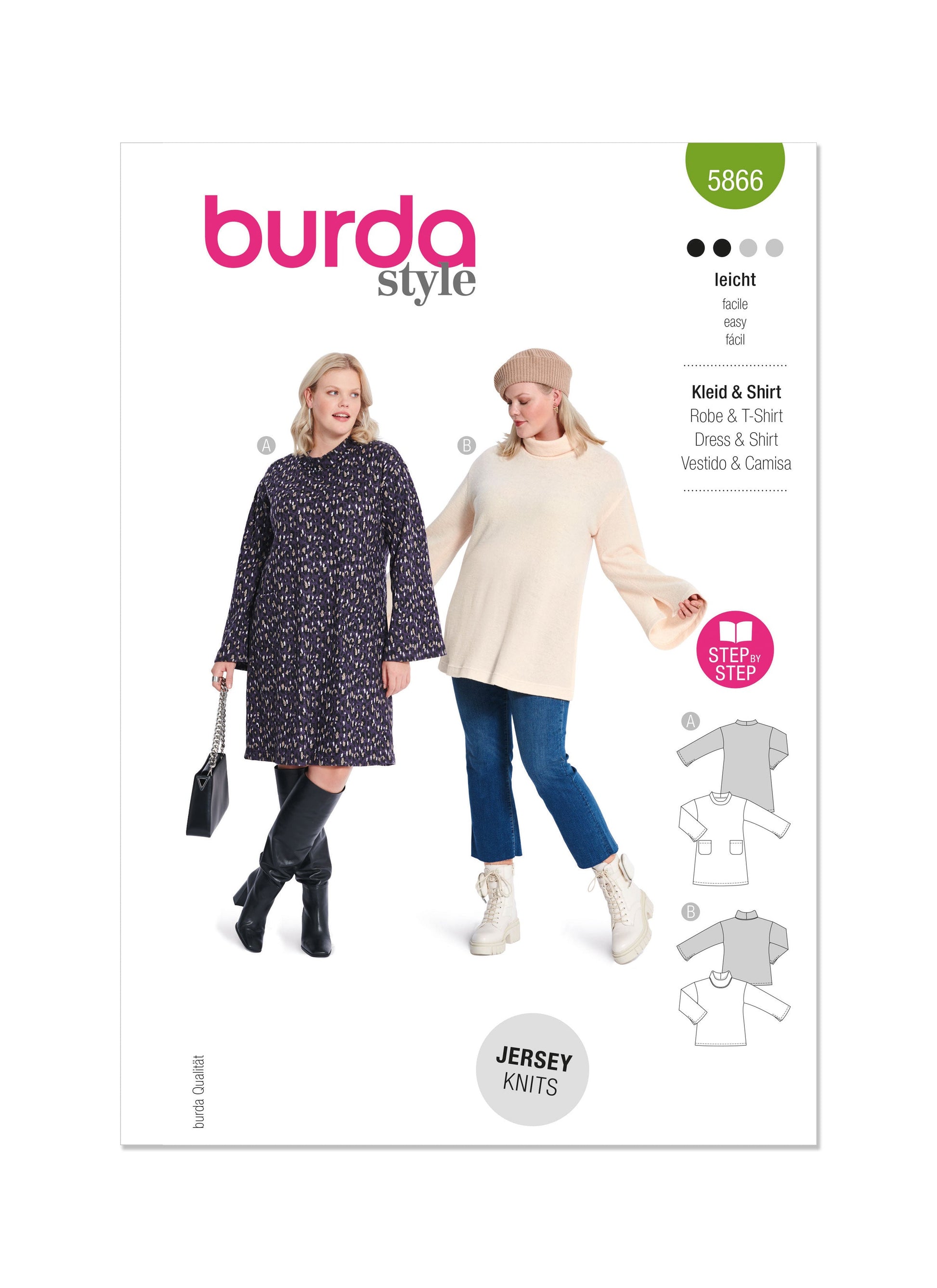 Burda Pattern 5866 Plus Size Misses' Dress  &  Top