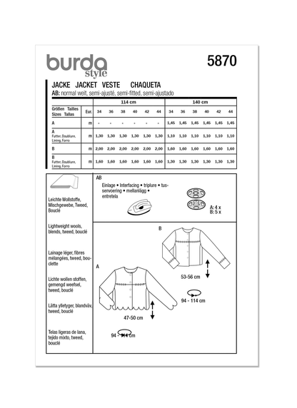 Burda Pattern 5870 Misses' Jacket