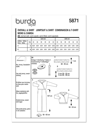 Burda Pattern 5871 Misses Misses' Jumpsuit & Top