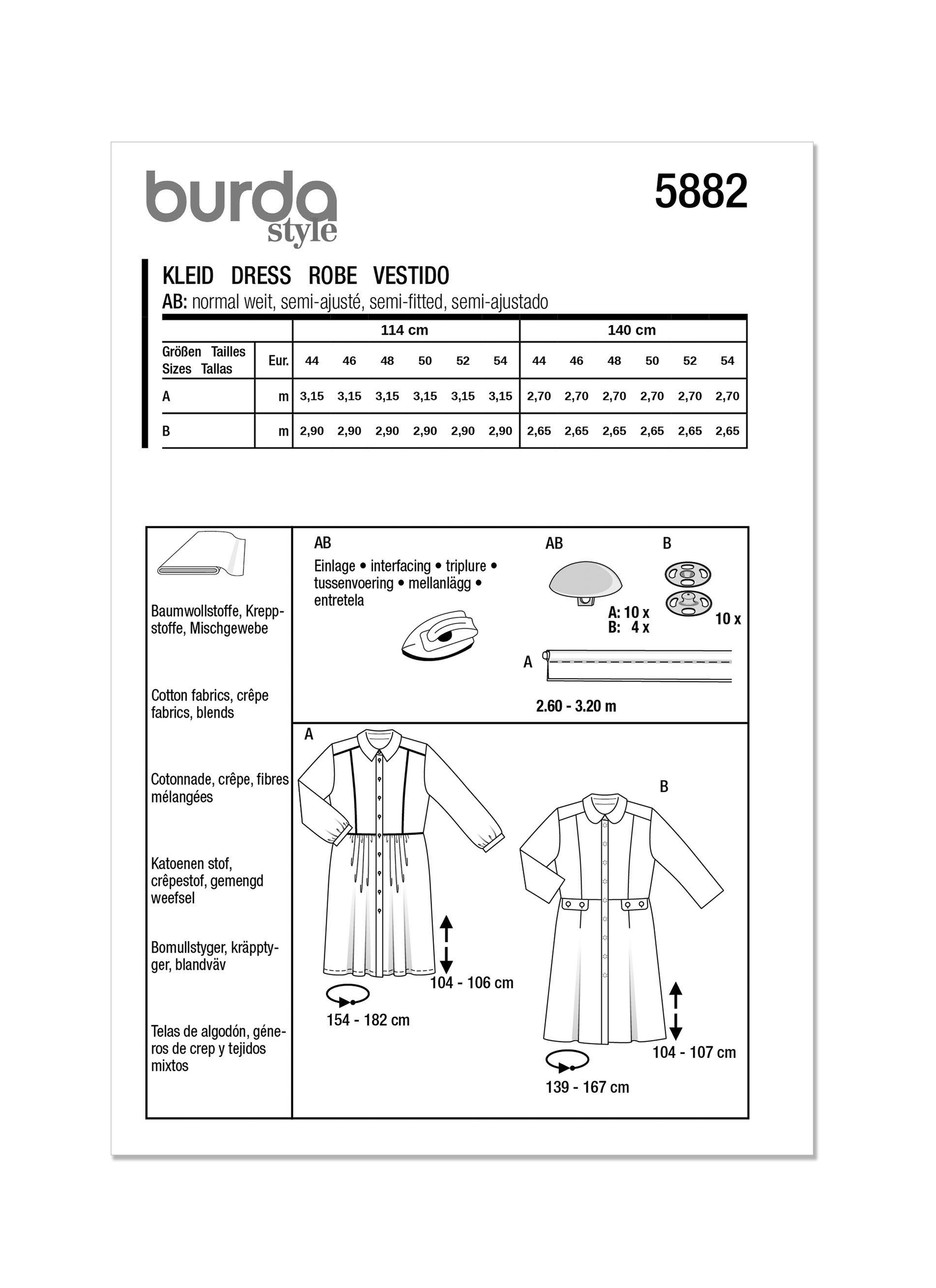 Burda Pattern 5882 Plus Size Dress