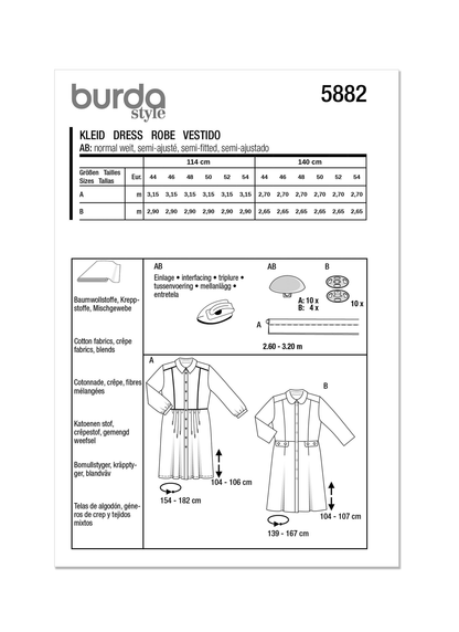 Burda Pattern 5882 Plus Size Dress