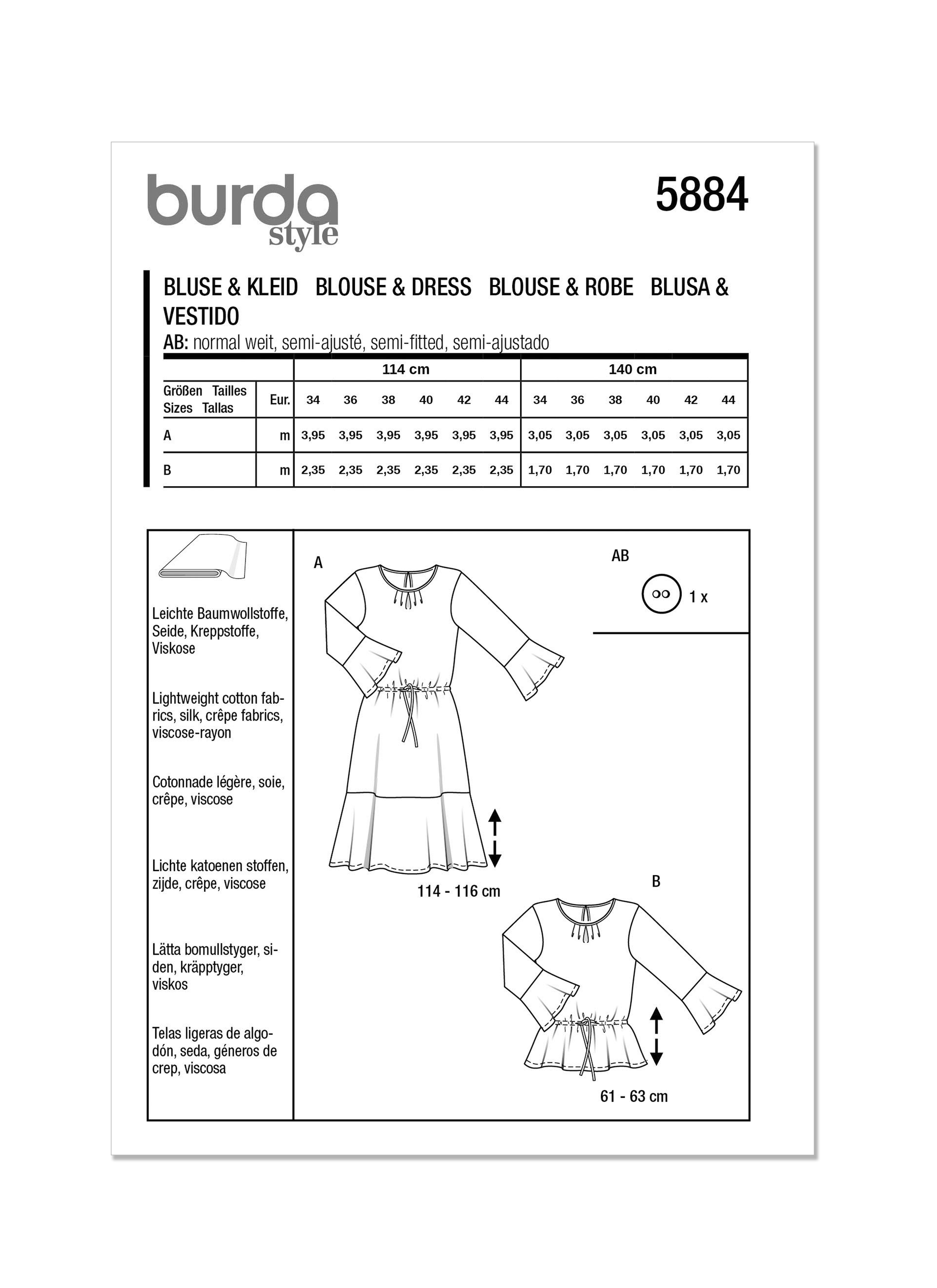 Burda Pattern 5884 Misses Dress