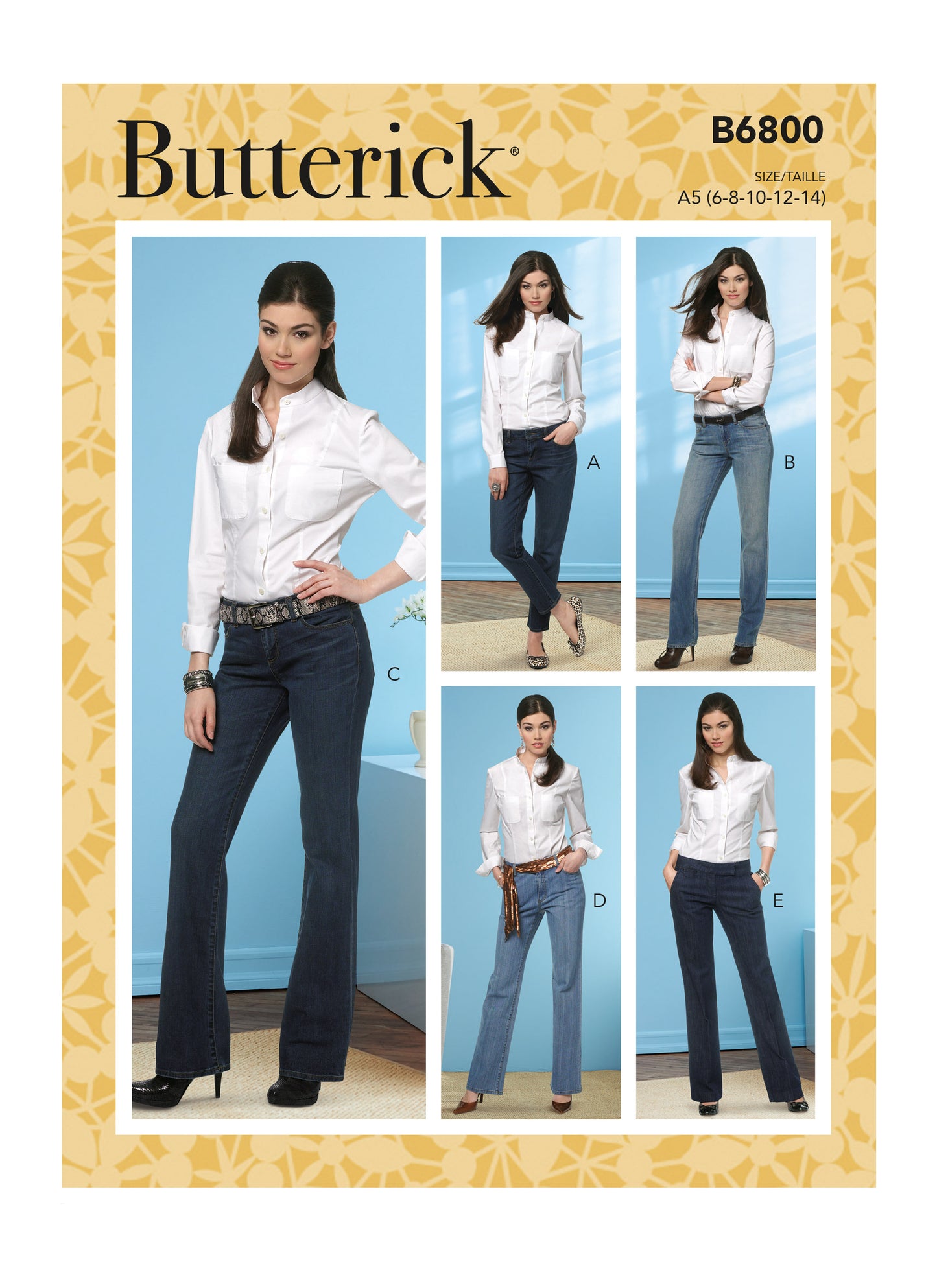 Butterick Pattern 6800 Misses' Four-Pocket Jeans & Trousers