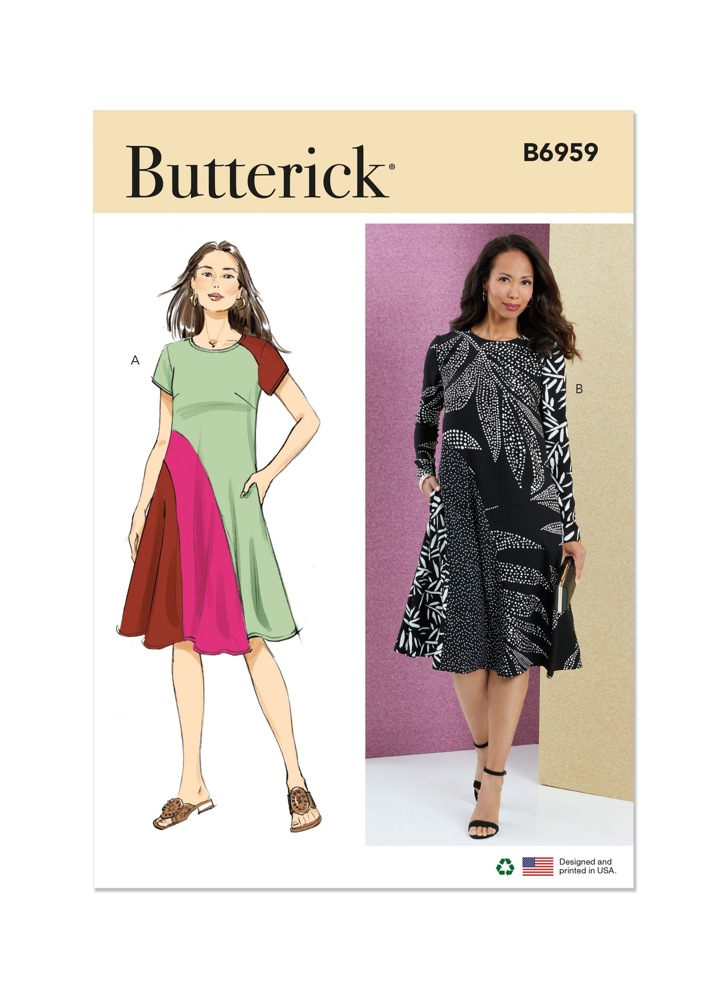 Butterick Pattern B6959 Misses' Dress with Short and Long Sleeves