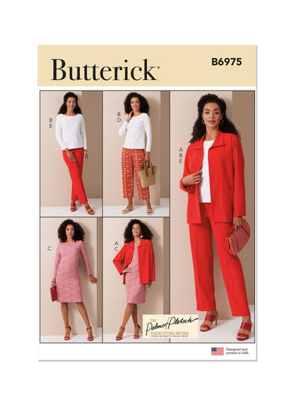 Butterick Pattern B6975 Misses' Jacket, Knit Top and Dress, and Pants