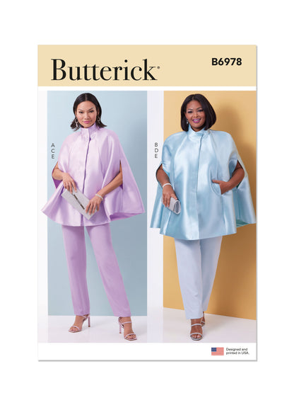 Butterick Pattern B6978 Misses' and Women's Cape, Top and Pants