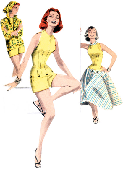 Butterick Pattern B6989 Misses' Playsuit, Blouse and Skirt