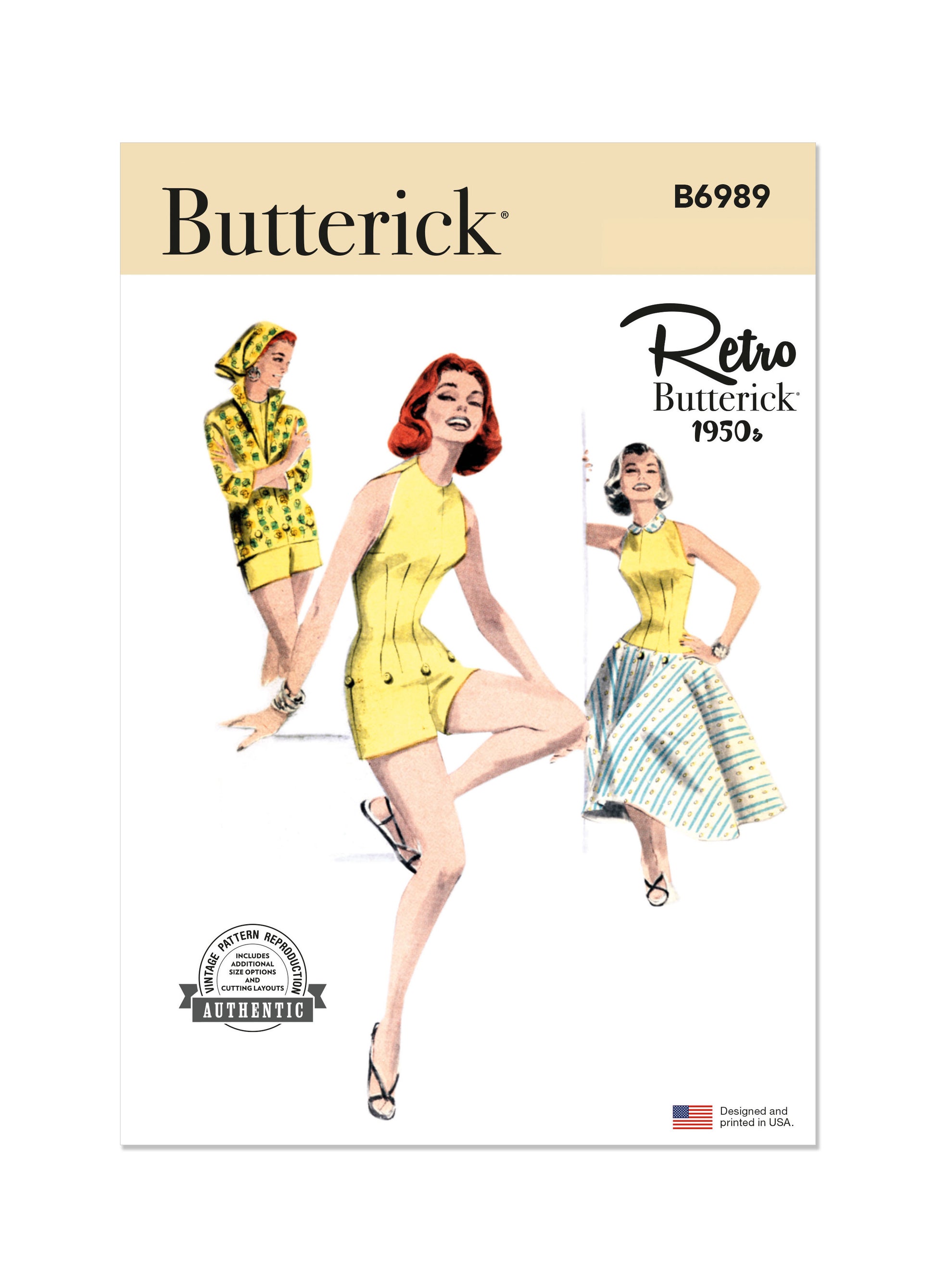 Butterick Pattern B6989 Misses' Playsuit, Blouse and Skirt