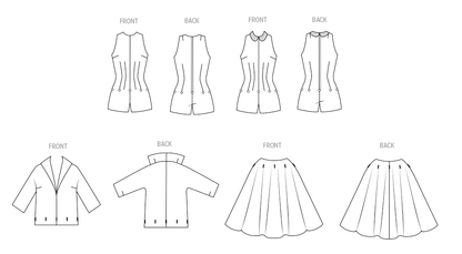 Butterick Pattern B6989 Misses' Playsuit, Blouse and Skirt