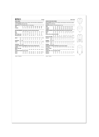 Butterick Pattern B7011 Misses' Shirts