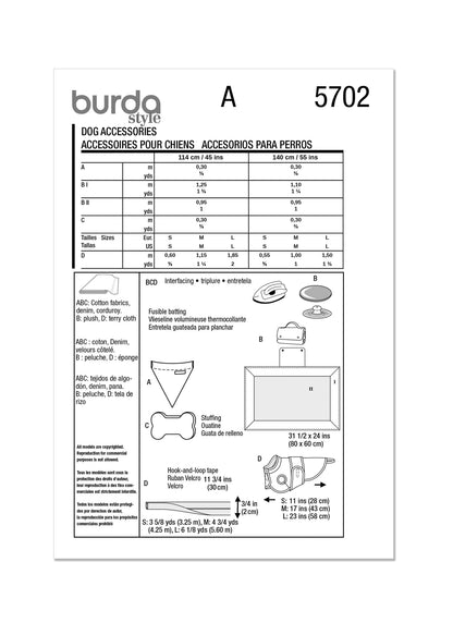 Burda Pattern 5702 Pet Accessories