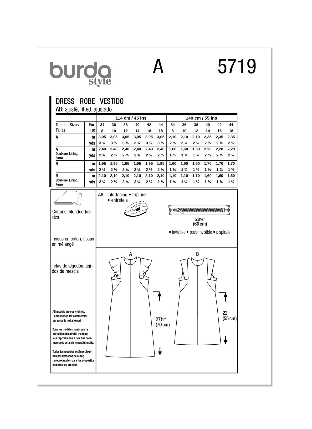 Burda Pattern 5719  Misses' Dress