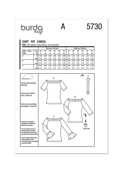 Burda Pattern 5730  Misses' Top Vest